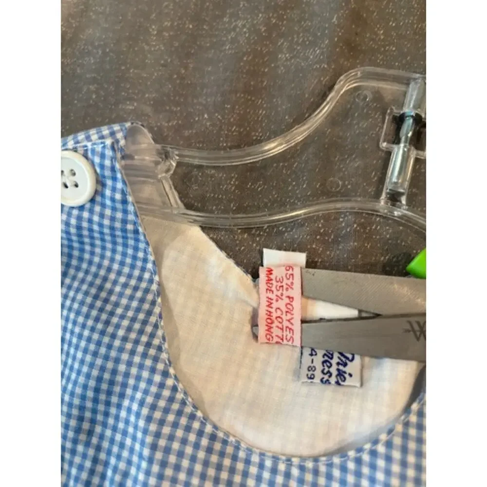 Vintage Bubble Romper Unisex Blue Gingham Embroidered Sea Life Smocking 12 mos